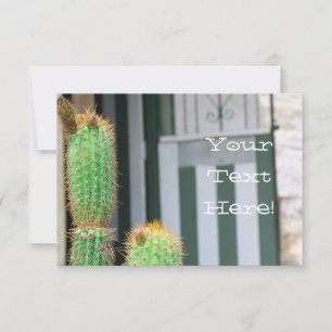 Funky tu tarjeta plana de cactus verde de texto