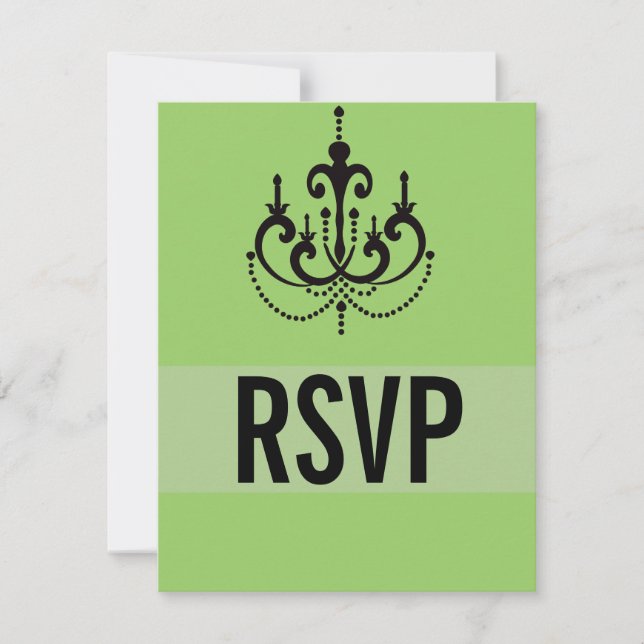 Funky Vegas Style Boda Tarjetas RSVP, Verde (Anverso)