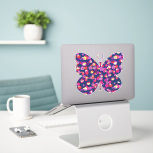 Funky Vintage Floral Pattern Butfly Pegatina