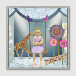 Funky Vintage Kid Alterado Art Magnetic Card