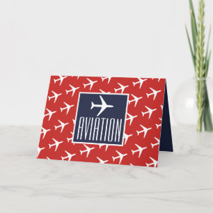 Funky White Plane Pilot Tarjeta de Saludo de Aviac