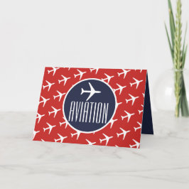 Funky White Plane Pilot Tarjeta de Saludo de Aviac