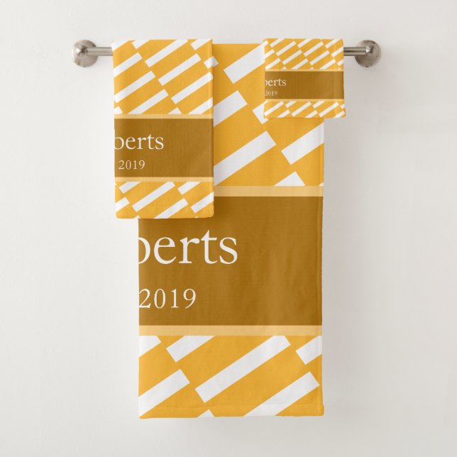 Funky Yellow Pattern Family Name and Year Modern (In situ)