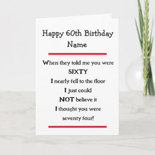Funny 60 cumpleaños Cheeky Verse tarjeta de cumple