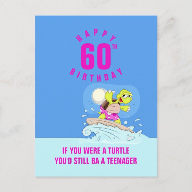 Funny 60 cumpleaños cita tarjeta de tortuga (Anverso)