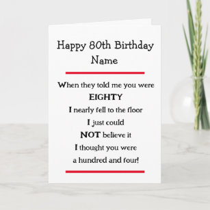 Funny 80 cumpleaños Cheeky Verse tarjeta de cumple