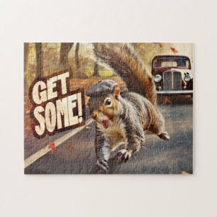 Funny Action Squirrel Jigsaw Puzzle "Get some"