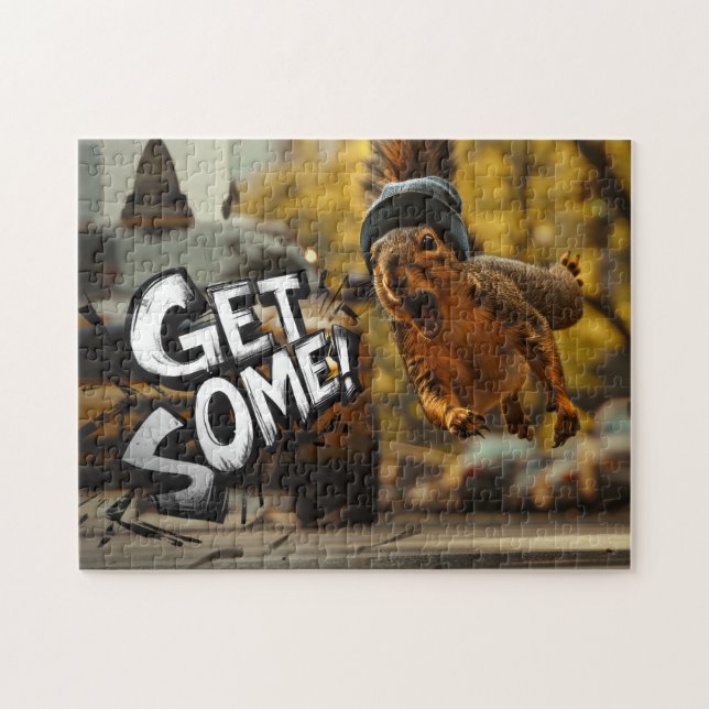 Funny Action Squirrel Jigsaw Puzzle "Get some" (Horizontal)