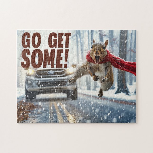 Funny Action Squirrel Jigsaw Puzzle "Get some" (Horizontal)