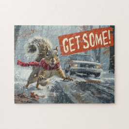 Funny Action Squirrel Jigsaw Puzzle "Get some"