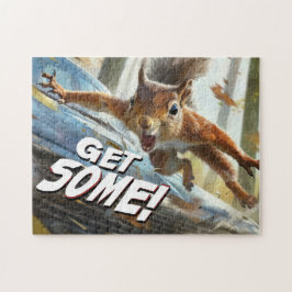 Funny Action Squirrel Jigsaw Puzzle "Get some"