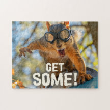 Funny Action Squirrel Jigsaw Puzzle "Get some"