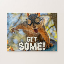 Funny Action Squirrel Jigsaw Puzzle "Get some"