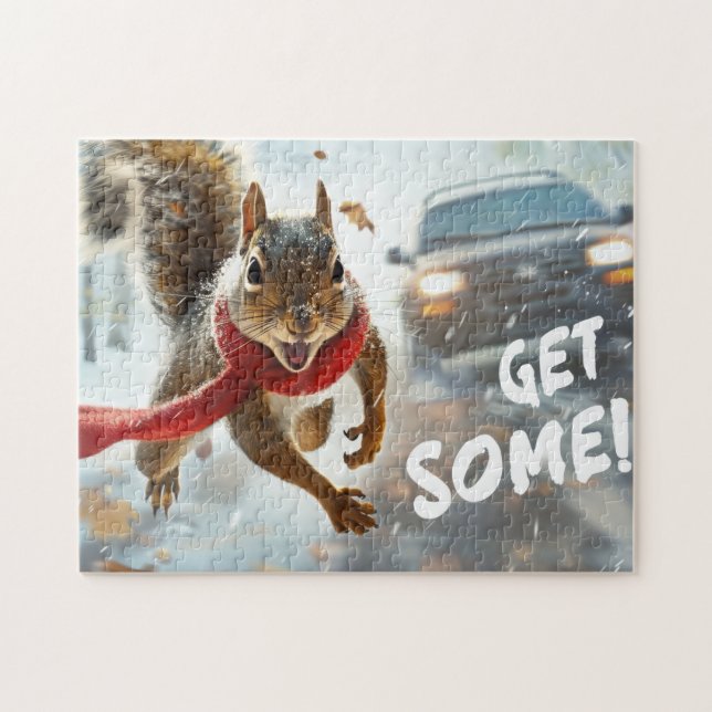 Funny Action Squirrel Jigsaw Puzzle "Get some" (Horizontal)