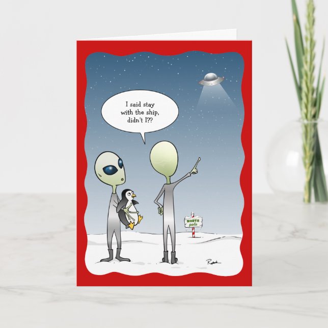 Funny Alien Navidad OVNI Santa Rudolph (Anverso)