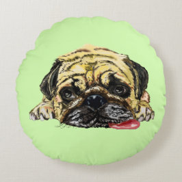 Funny almohada redonda con perro de pug - Tus colo