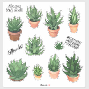 Funny Aloe Vera Puns Pegatina Pack