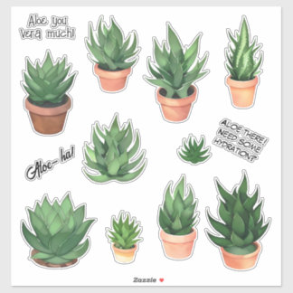 Funny Aloe Vera Puns Pegatina Pack