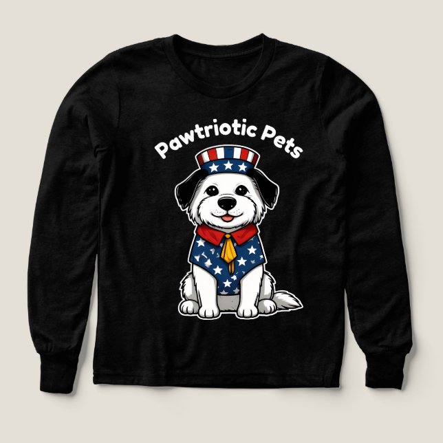 Funny animal Pawtriotic Pets Dog Cat Long Sleeve  (Diseño frontal)