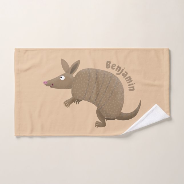 Funny armadillo feliz personalizado ilustracion (Toalla de mano)