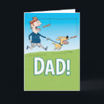 Funny Bacon Lover - Tarjeta del Día del Padre<br><div class="desc">Esta es una tarjeta del Día del Padre, linda y divertida, que presenta a un padre que camina al perro de una manera muy papa: usando el tocino como motivador. ¡Así se hace, Pops! Gracias por elegir este diseño original de © Chuck Ingwersen. Publico personalizados todos los días en Instagram:...</div>
