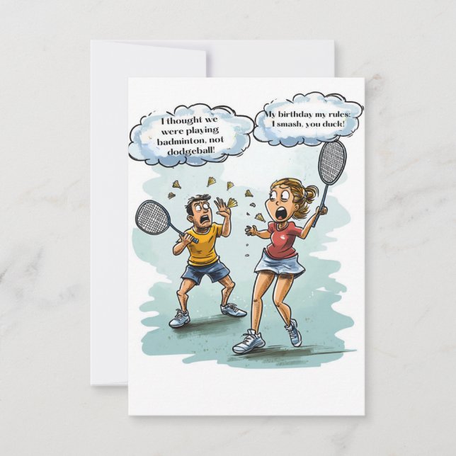 Funny Badminton Birthday Card (Anverso)