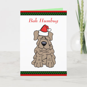 Funny Bah Humbug Perro arrugado Feliz Navidad Sant