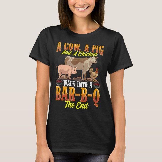 Funny BBQ Camisetas Para Hombres Cerdo Vaca Y Cami (Anverso)