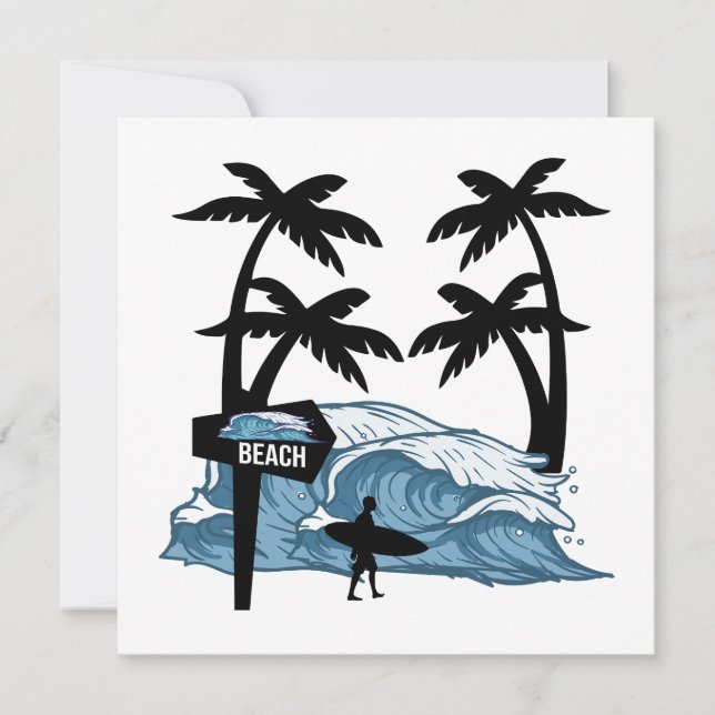 Funny Beach Wave Flat Card (Anverso)