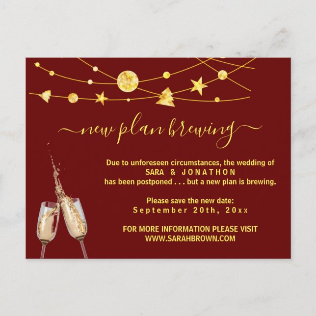 Funny Beer Boda Postponement Invitación Postc (Anverso)