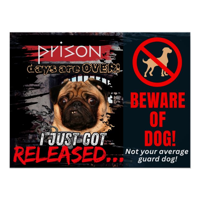 Funny Beware of Dog Poster – Guard Dog Wall Art (Anverso)