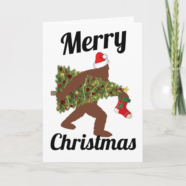 Funny Bigfoot Navidades Tarjeta de felicitación (Anverso)