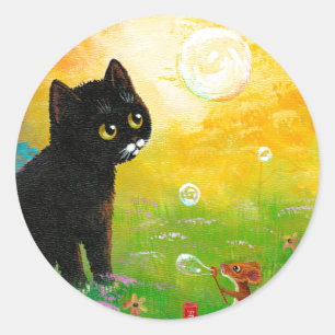 Funny Black Cat Creationarts Pegatina