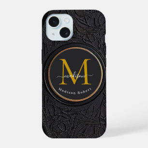 Funny Black Golden Luxury Script Monograma Inicial