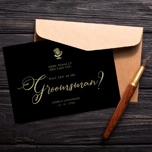 Funny Boda Groomsman Minimalista Propuesta Tarjeta