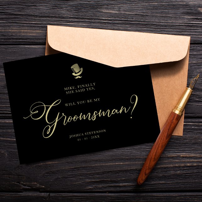 Funny Boda Groomsman Minimalista Propuesta Tarjeta (Groomsman Funny Wedding Minimalist Proposal Card. )