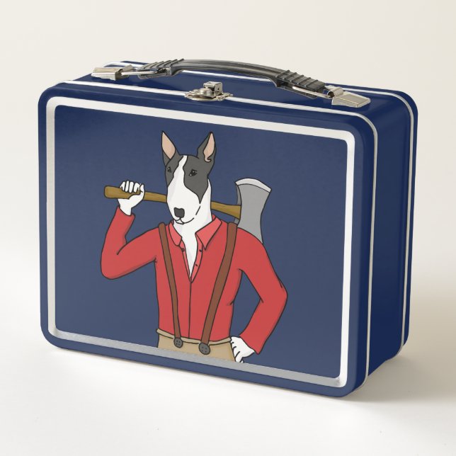 Funny Bull Terrier Lumberjack Lunchbox Metalizado (Anverso)