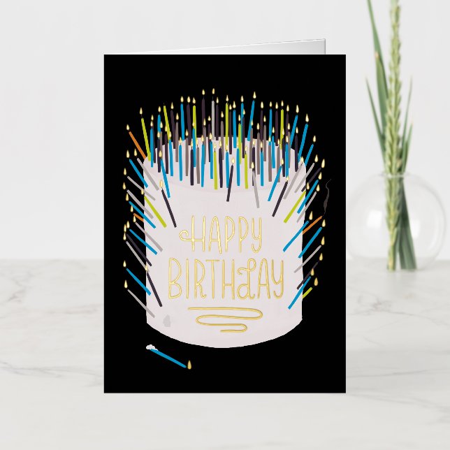 Funny Candles Birthday Folded Foil Greeting Card (Anverso)