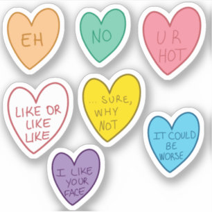 Funny Candy Hearts Pegatinas