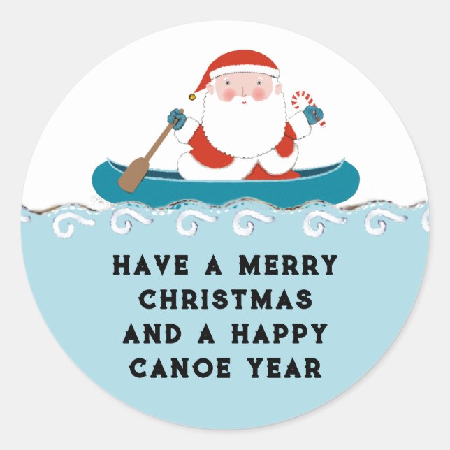 Funny Canoe Navidades Pegatina de Ronda Clásica (Anverso)