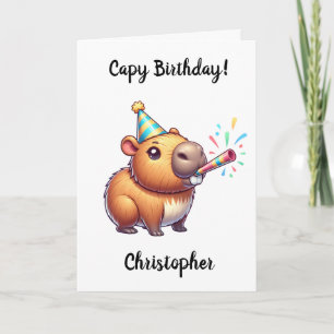Funny Capybara Cumpleaños Tarjeta de felicitación 