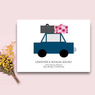 Funny Car New Home Address Invitación Postcard
