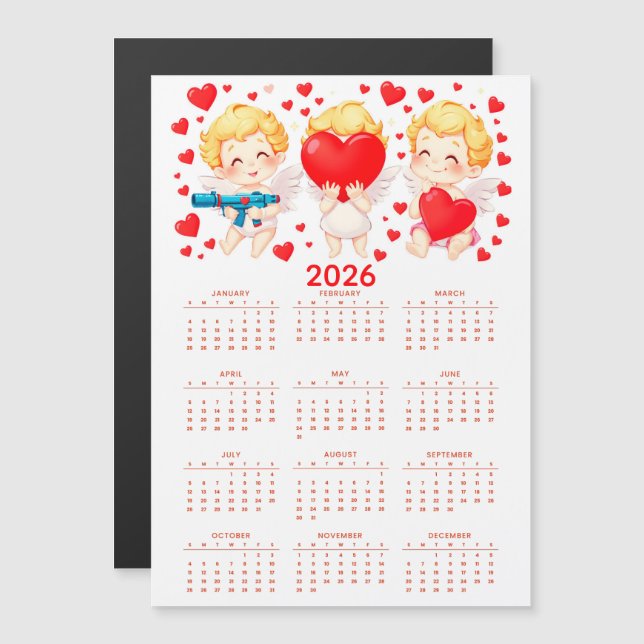 Funny cartoon angels calendar 2026 (Anverso/Reverso)