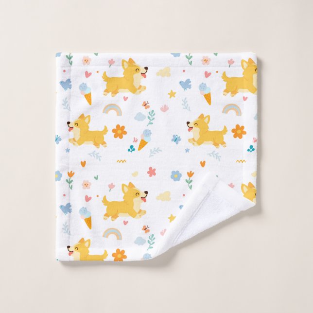 funny cartoon corgis dogs (Toallita)