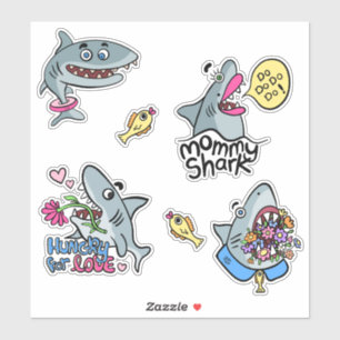 Funny Cartoony Sharks Pegatina Pack