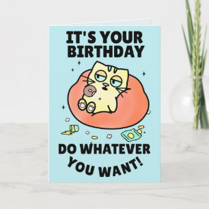 FUNNY CAT BIRTHDAY DONUT Tarjeta de felicitación