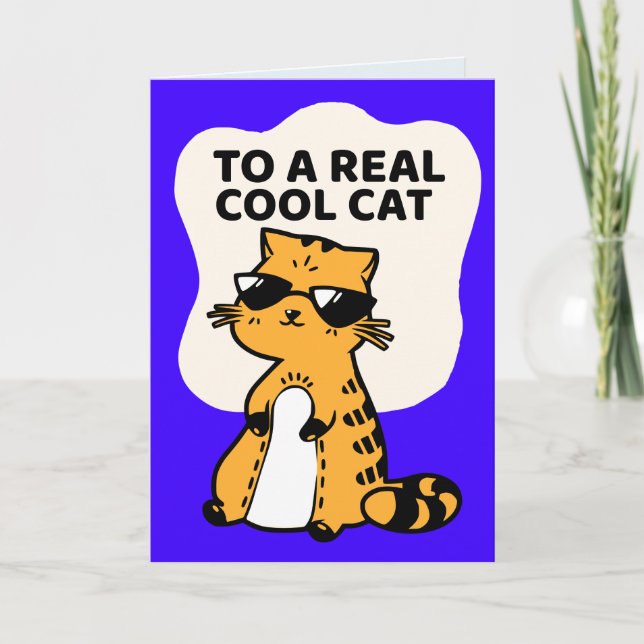 FUNNY CAT BIRTHDAY SUNGLASSES GINGER Tarjeta de fe (Anverso)