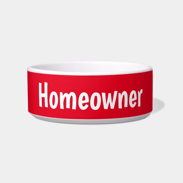 Funny cat bowl, casero de gatos, plato de gato roj (Frente)