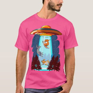 Funny Cat Camisetas Para Hombres Cat Ufo Shirate A