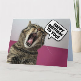 FUNNY CAT CANTANDO FELIZ Tarjeta de felicitación d